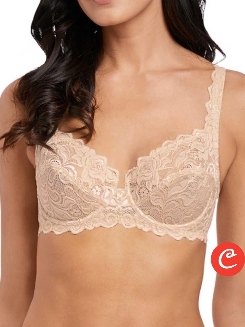 Wacoal Eglantine Classic Lace Underwire Bra Nude 34C / 75C